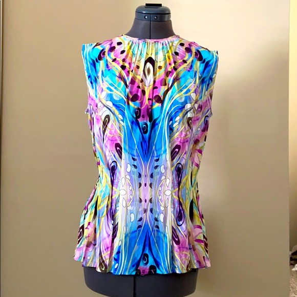 Silk Print Peplum Blouse - Picture 1 of 8